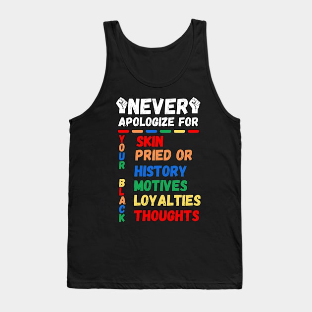 Never Apologizes For Your Blackness of Black History Month Tank Top by AE Desings Digital